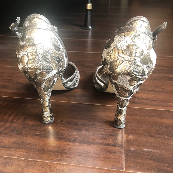 Seychelles fabric and leather metallic pumps anthropology - Picture 2 of 8